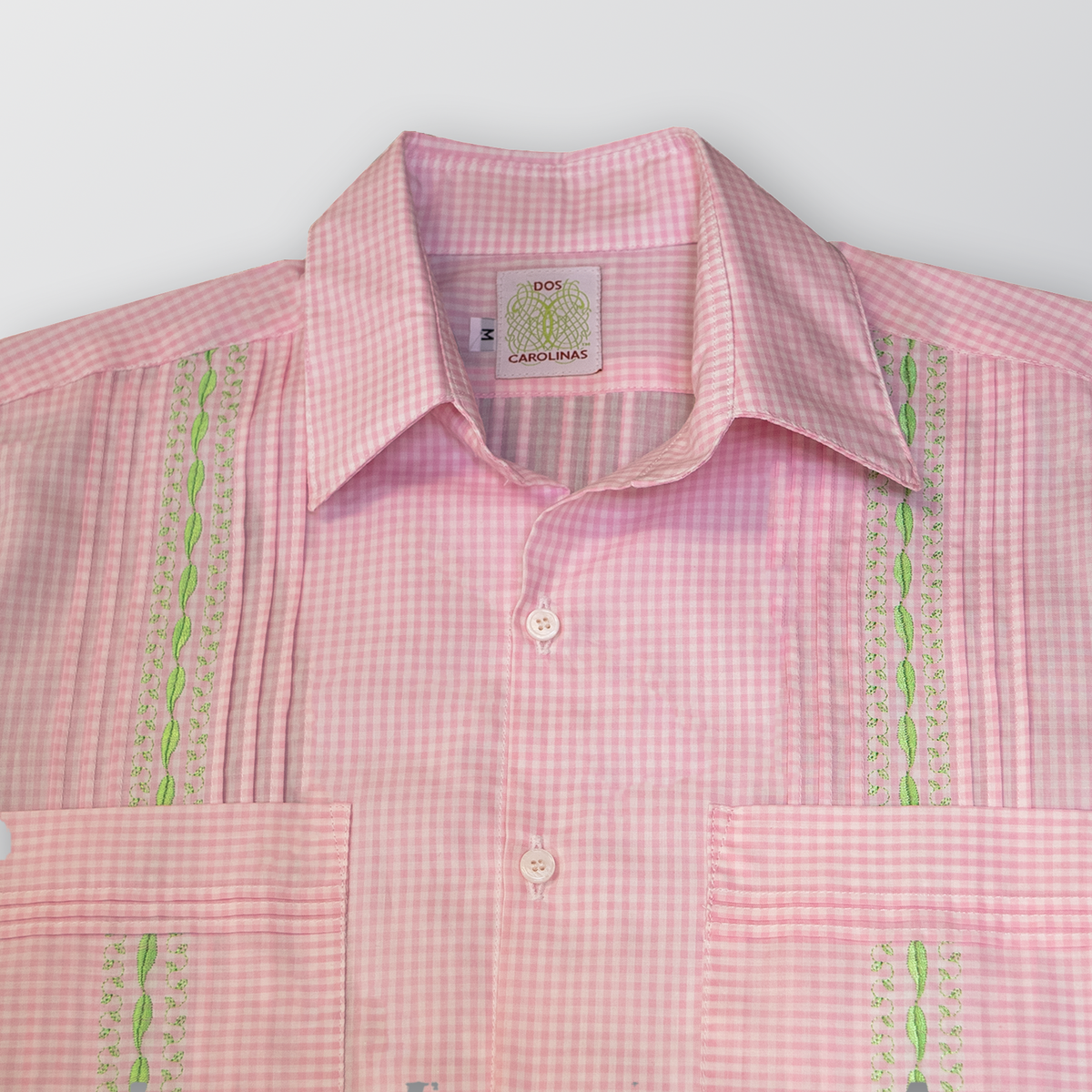 Jade Apple Wave Check Short Sleeve Guayabera Romper