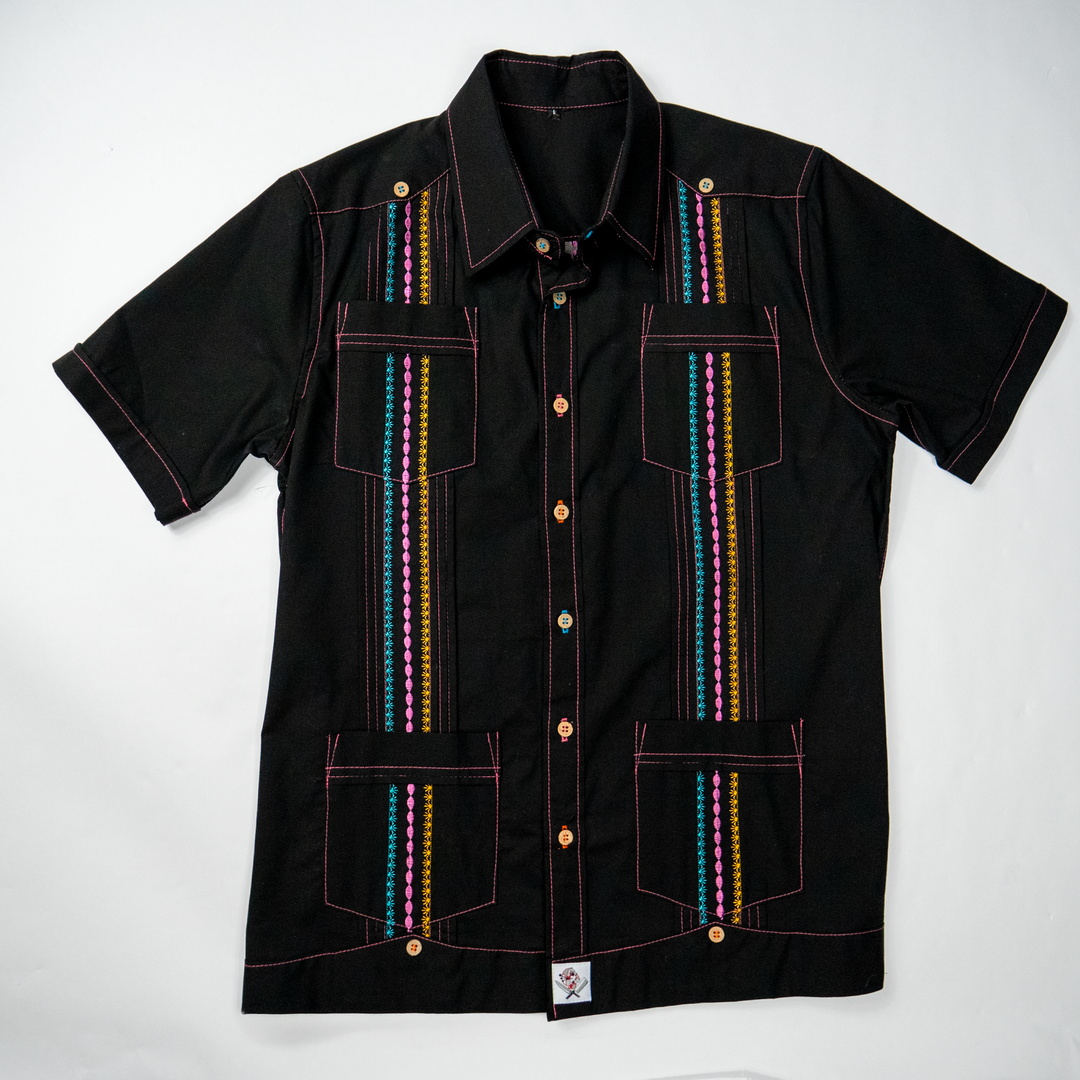 DIVIDE & CONQUER BLACK SLD GUAYABERA – Bratteli Family Stores