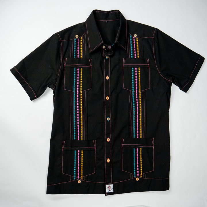 DIVIDE & CONQUER BLACK SLD GUAYABERA – Bratteli Family Stores