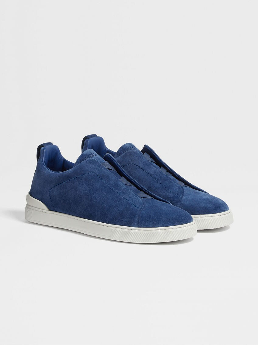 ZEGNA スニーカー　ブルースウェード ZEGNA BLU SUEDE TRIPLE STITCH SNEAKER – Bratteli Family Stores