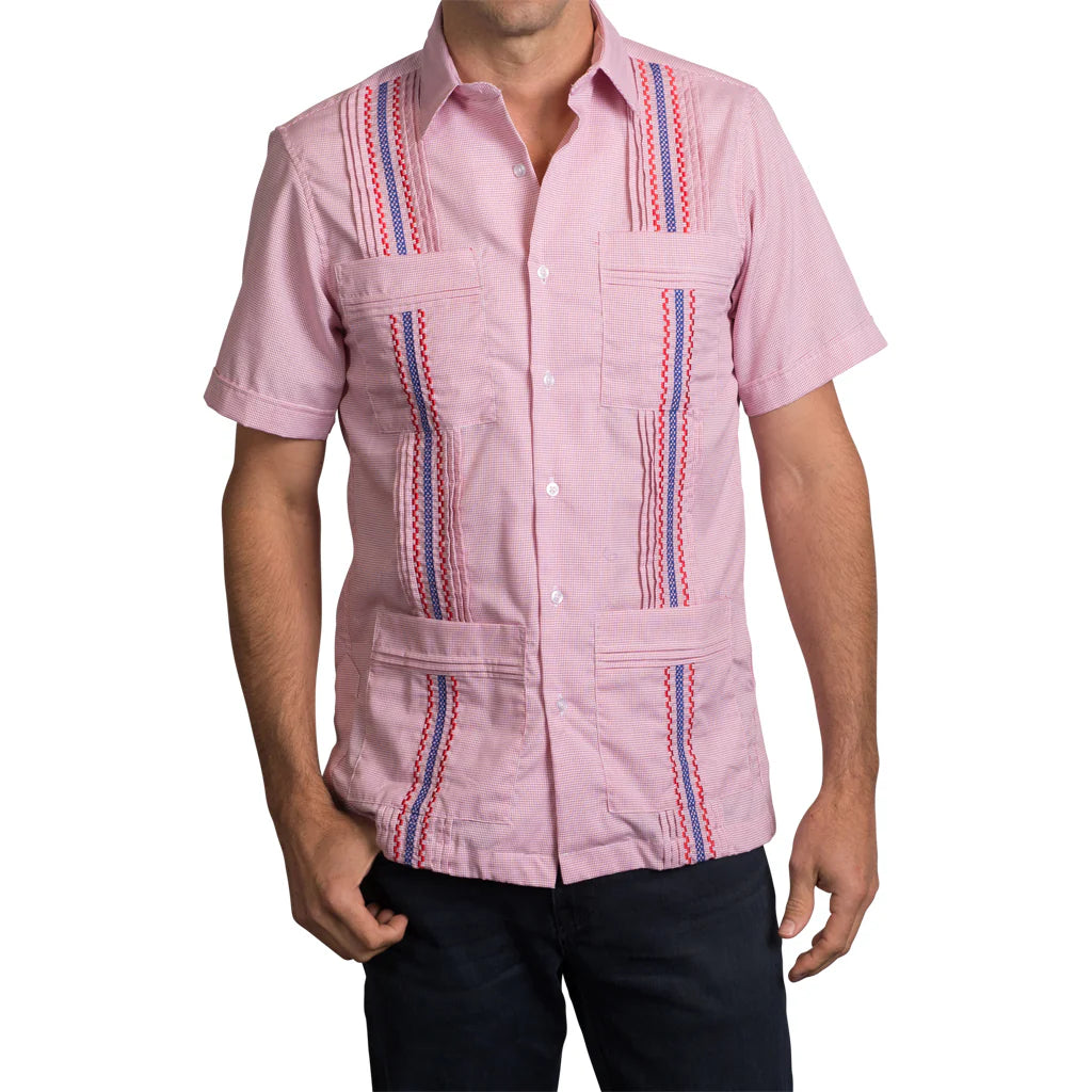 SAN CRISTOBAL RED CHK SS GUAYABERA – Bratteli Family Stores
